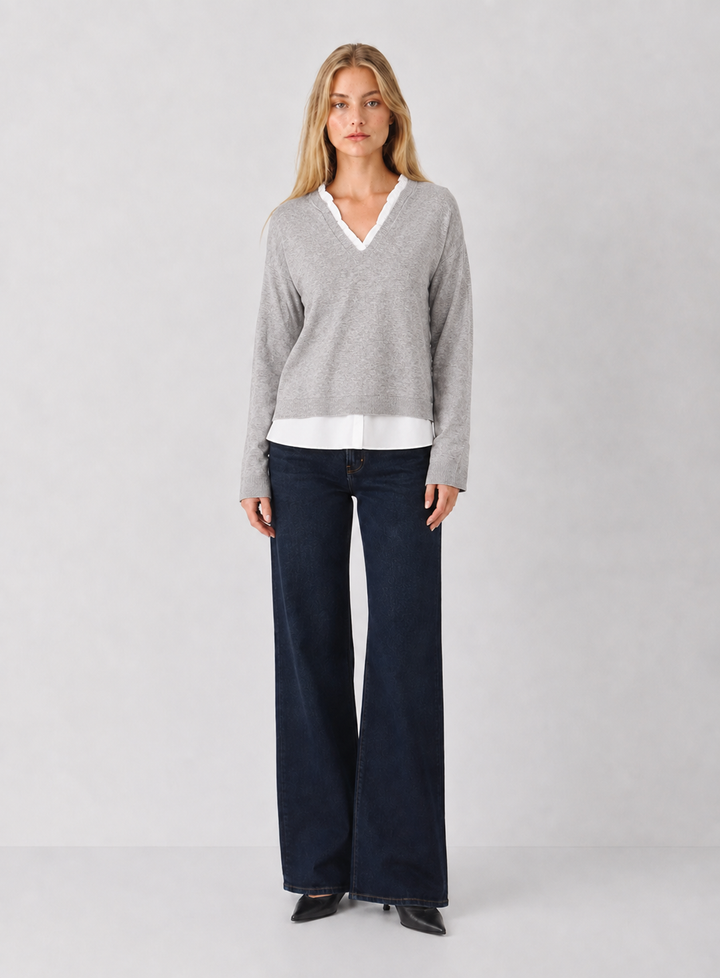 V-Neck Double Layer Sweater