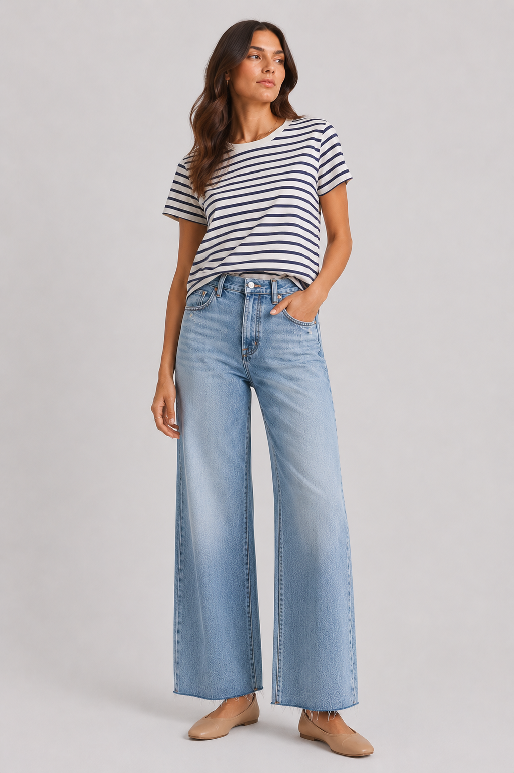 Pistola Tate Crop High Rise Bowed Wide Leg Jean - Ablaze
