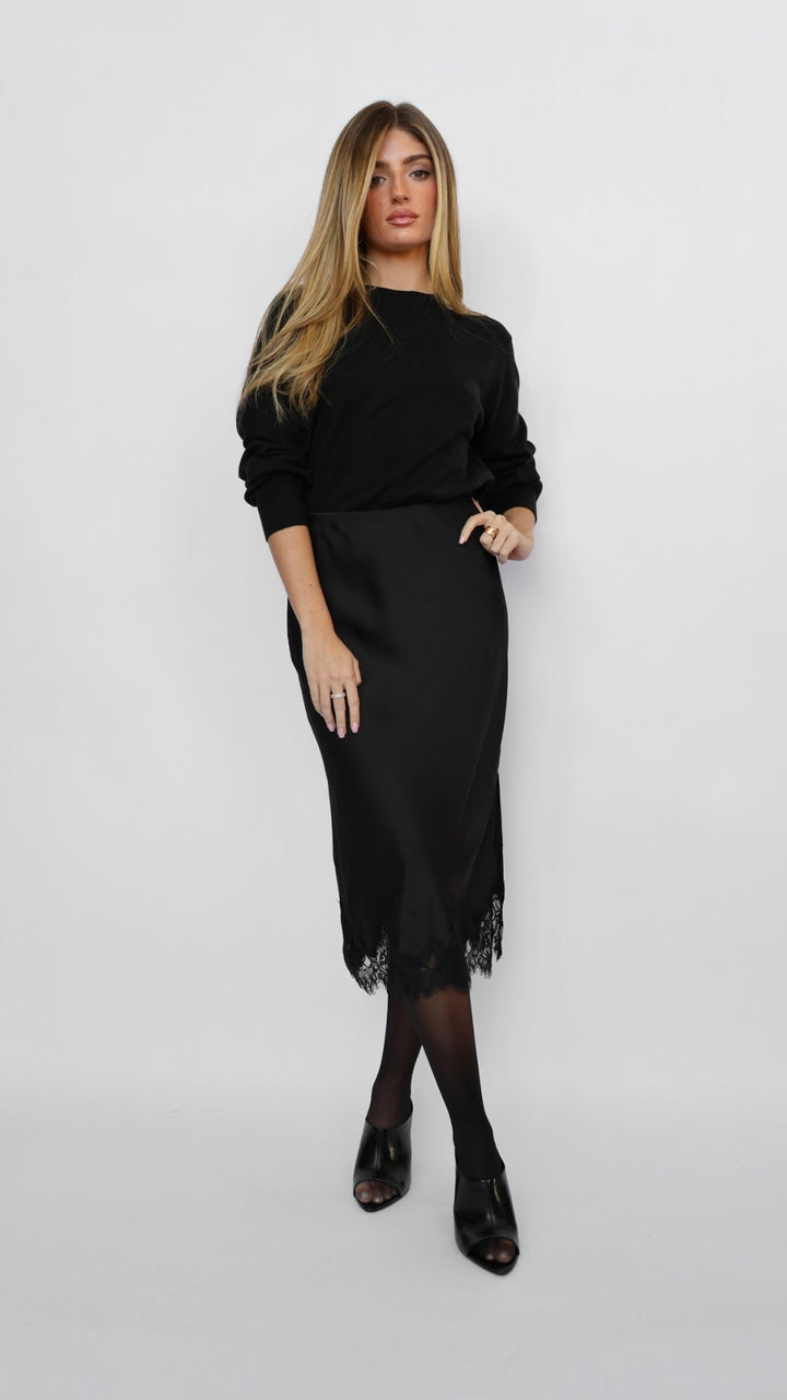 Satin Lace Slip Skirt