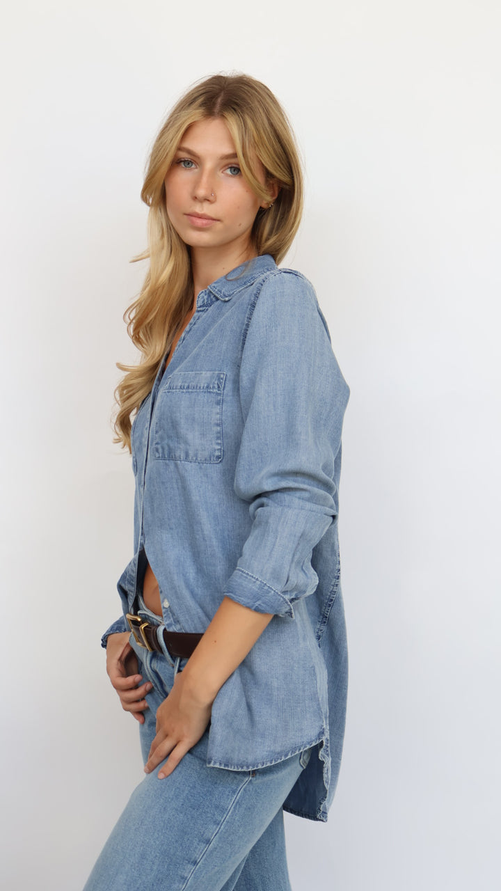 Thread & Supply Denim Long Sleeve Button Down Top