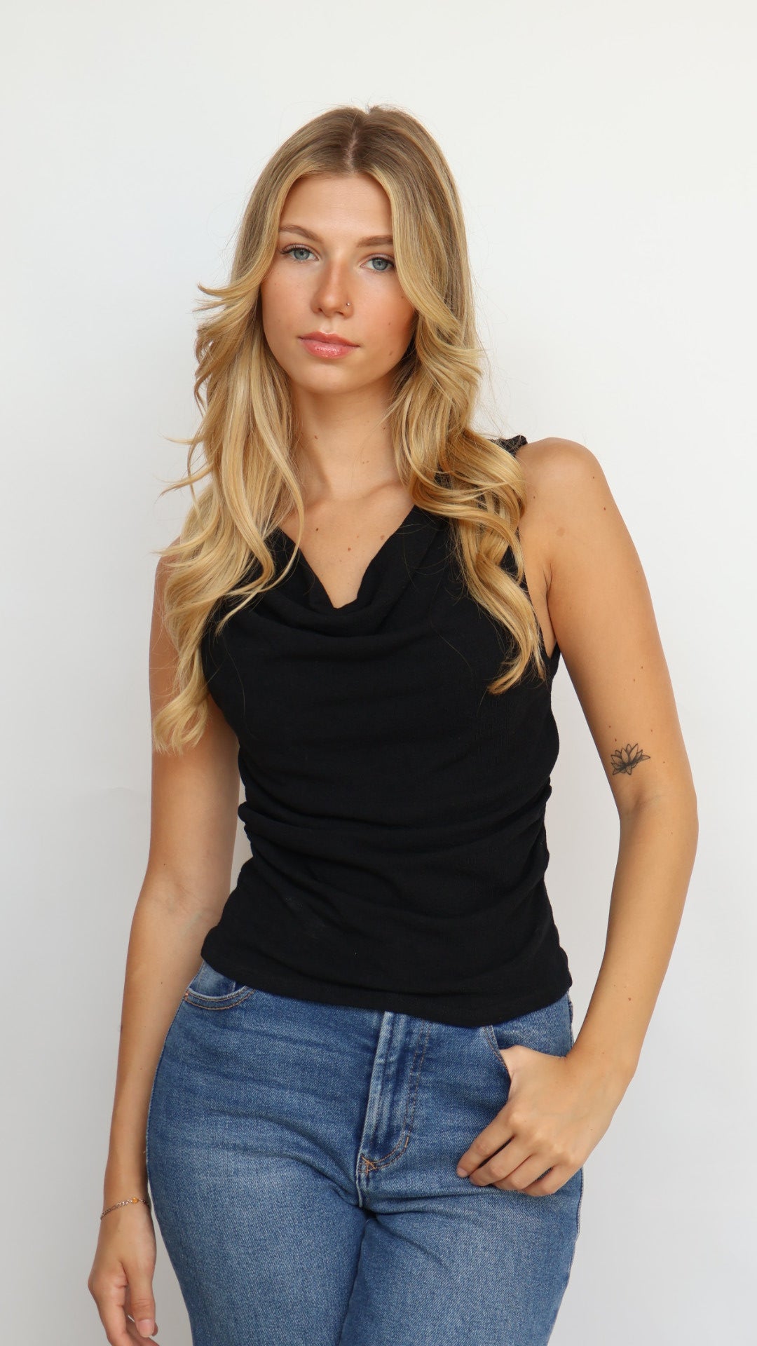 Women’s Ruched Cowl Neck Top