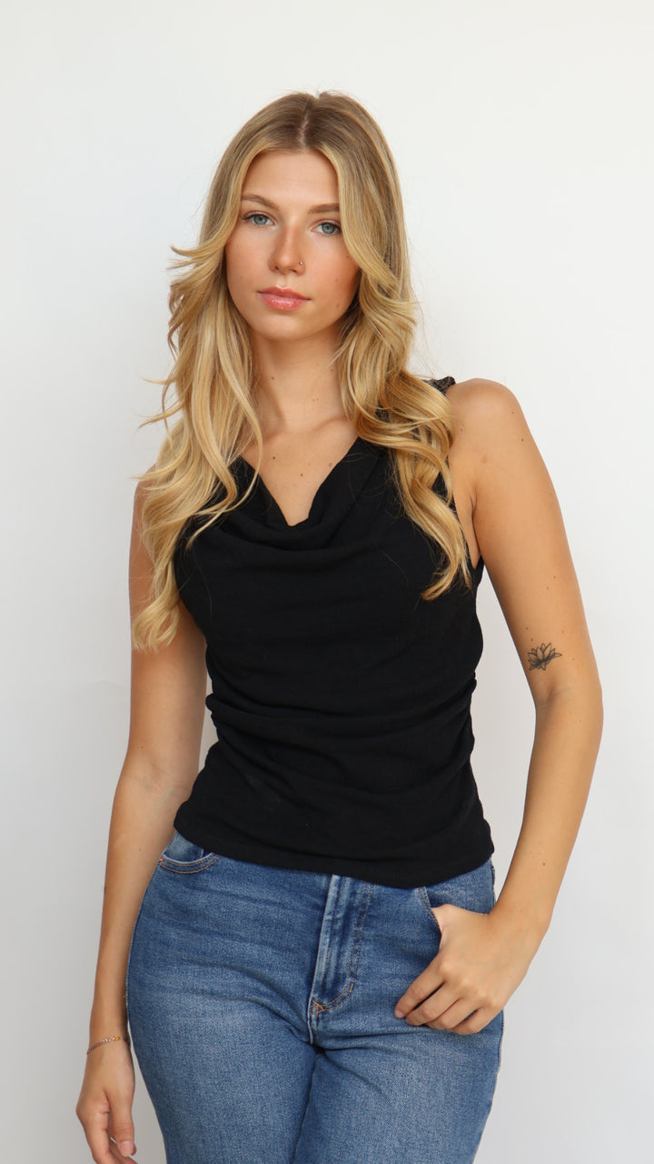 Women’s Ruched Cowl Neck Top