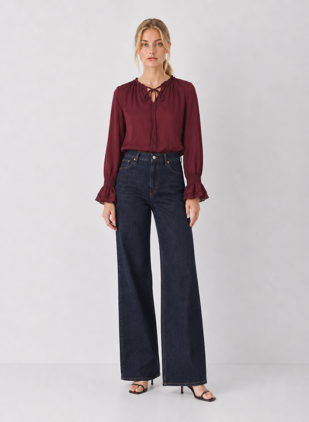 Ruffle Tie Neck Blouse