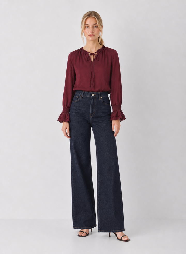 Ruffle Tie Neck Blouse