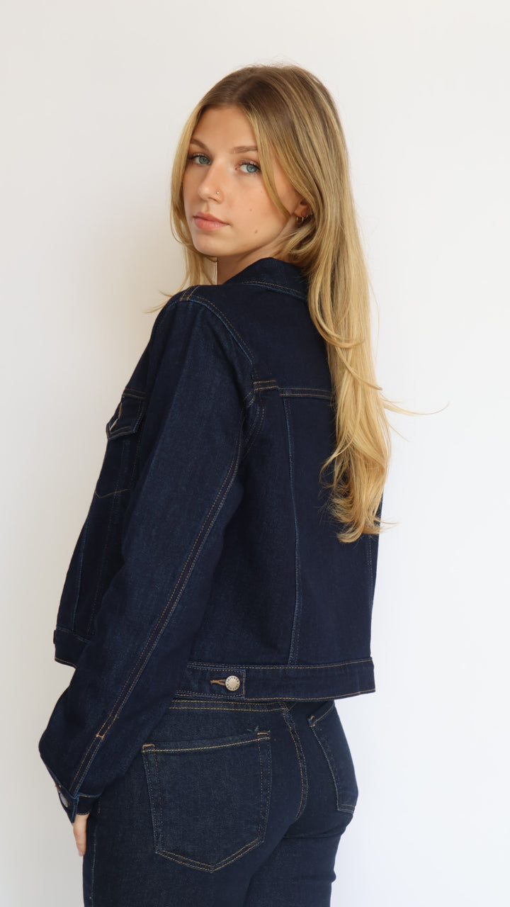 Just Black Denim Stretch Ultra Dark Denim Jacket