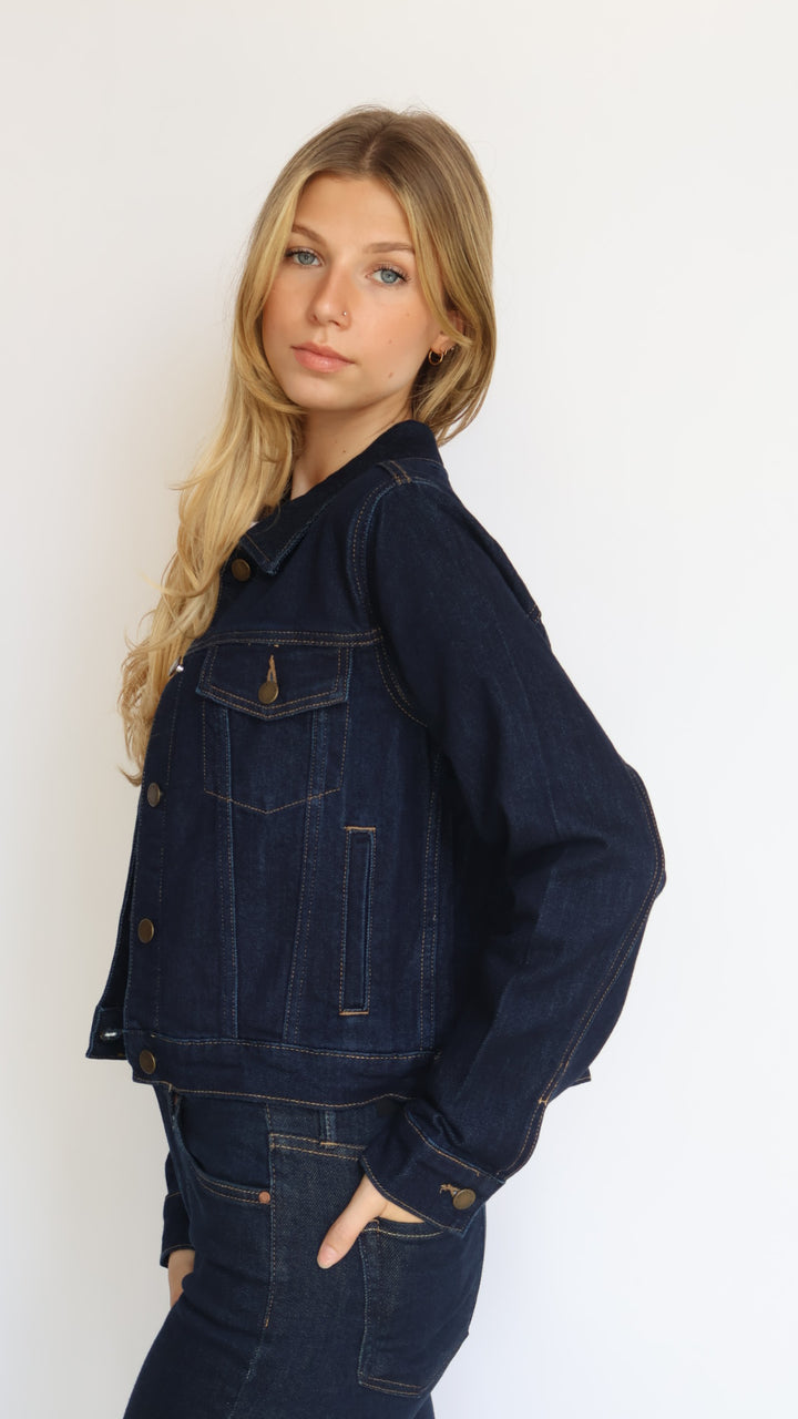 Just Black Denim Stretch Ultra Dark Denim Jacket