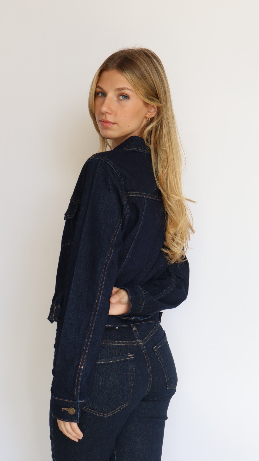Just Black Denim Stretch Ultra Dark Denim Jacket