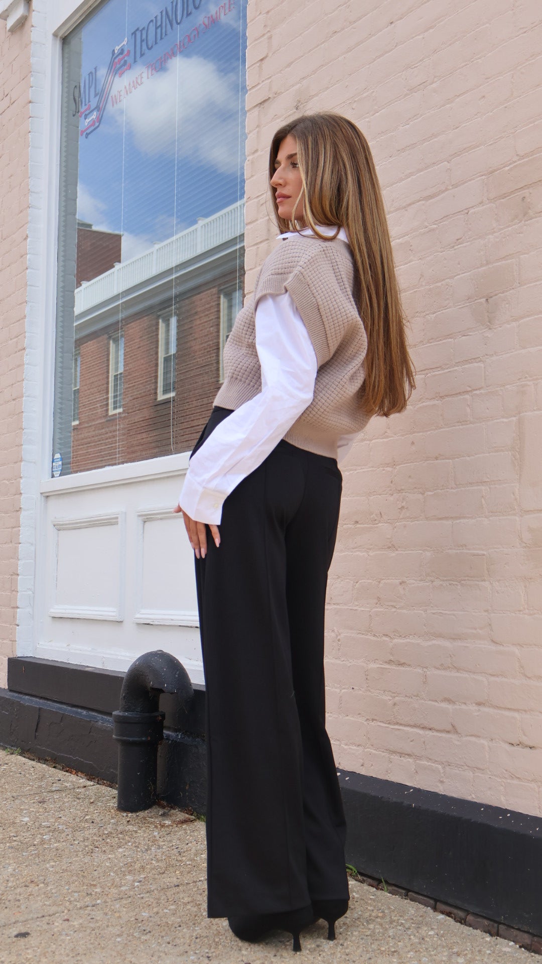 Staple Pintuck Tab Front Wide Leg Trouser