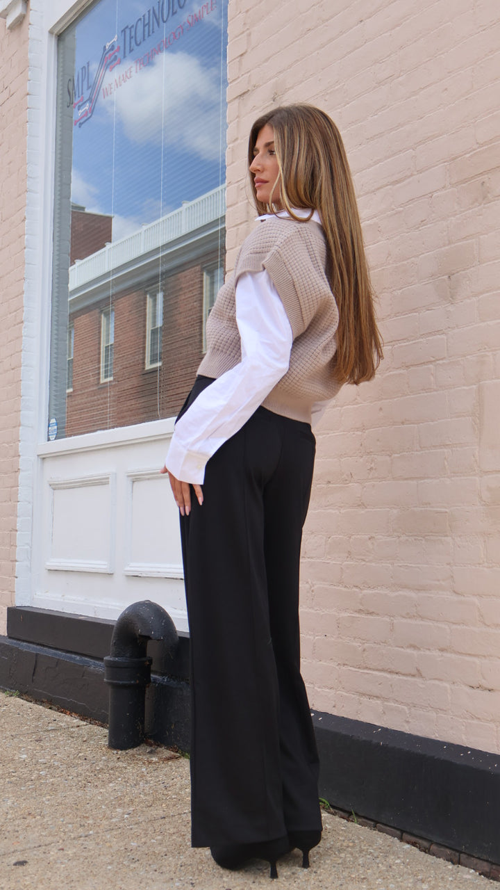 Staple Pintuck Tab Front Wide Leg Trouser