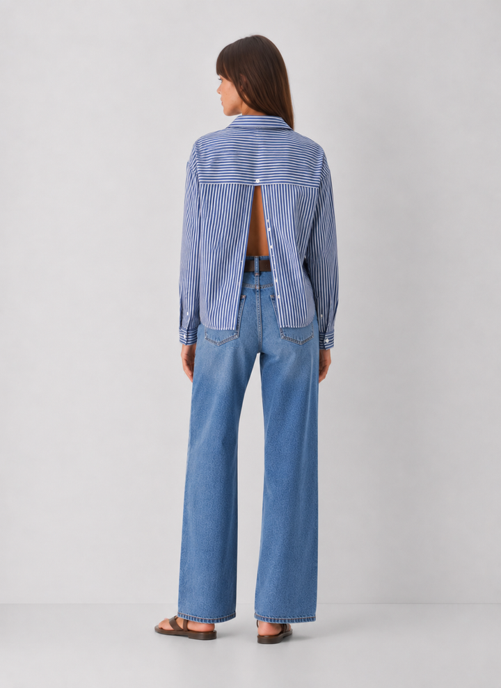 Elan Open Back Stripe Shirt