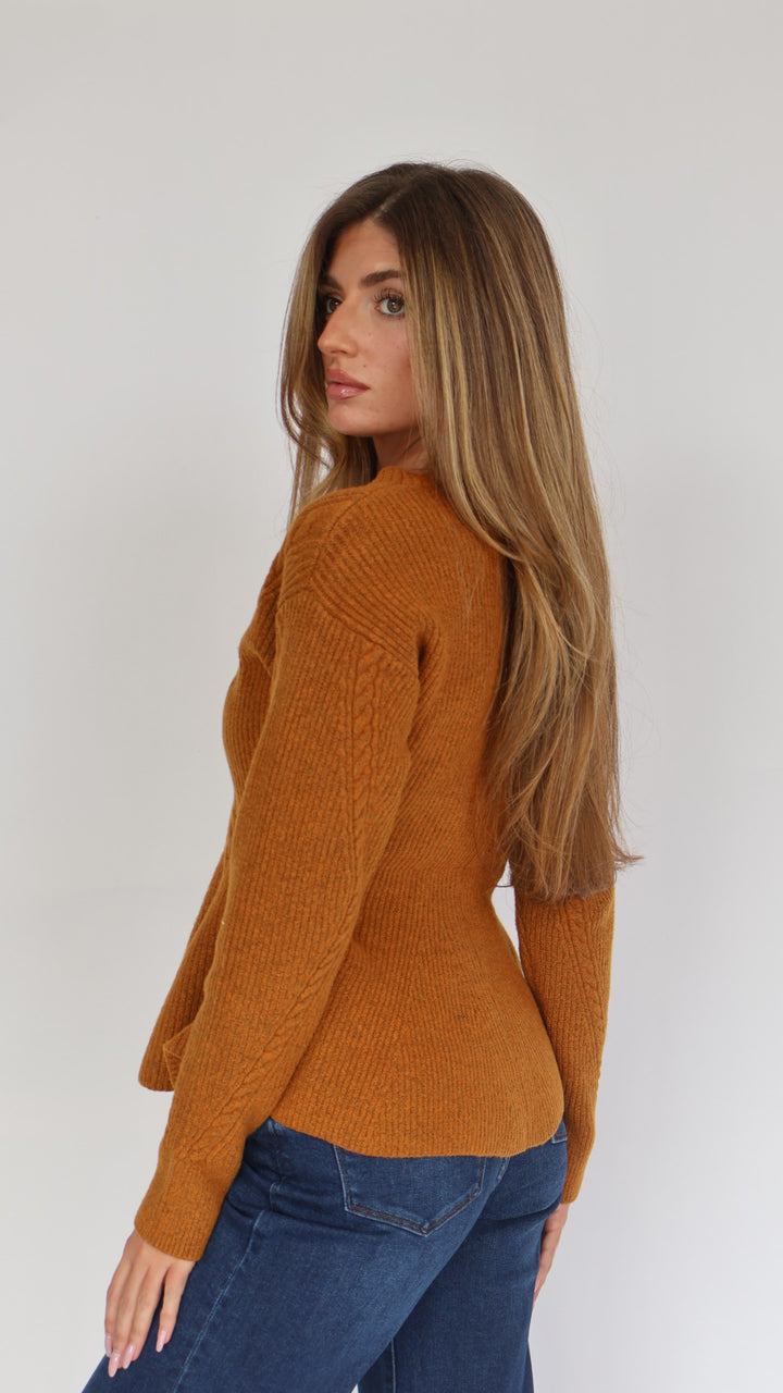 Steve Madden Courtney Peplum Button Front Sweater