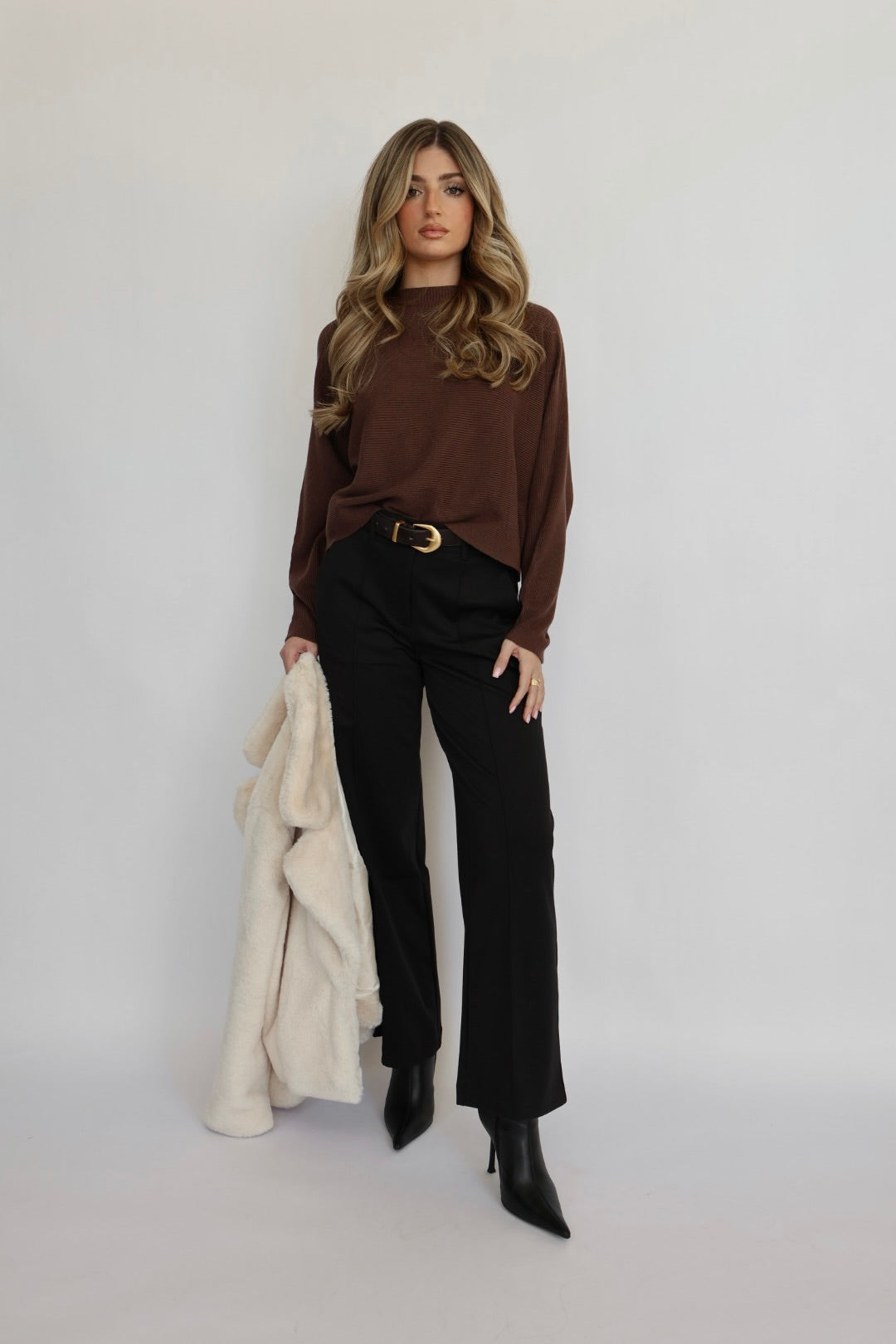 Relaxed Fit Rib Knit Dolman Sweater