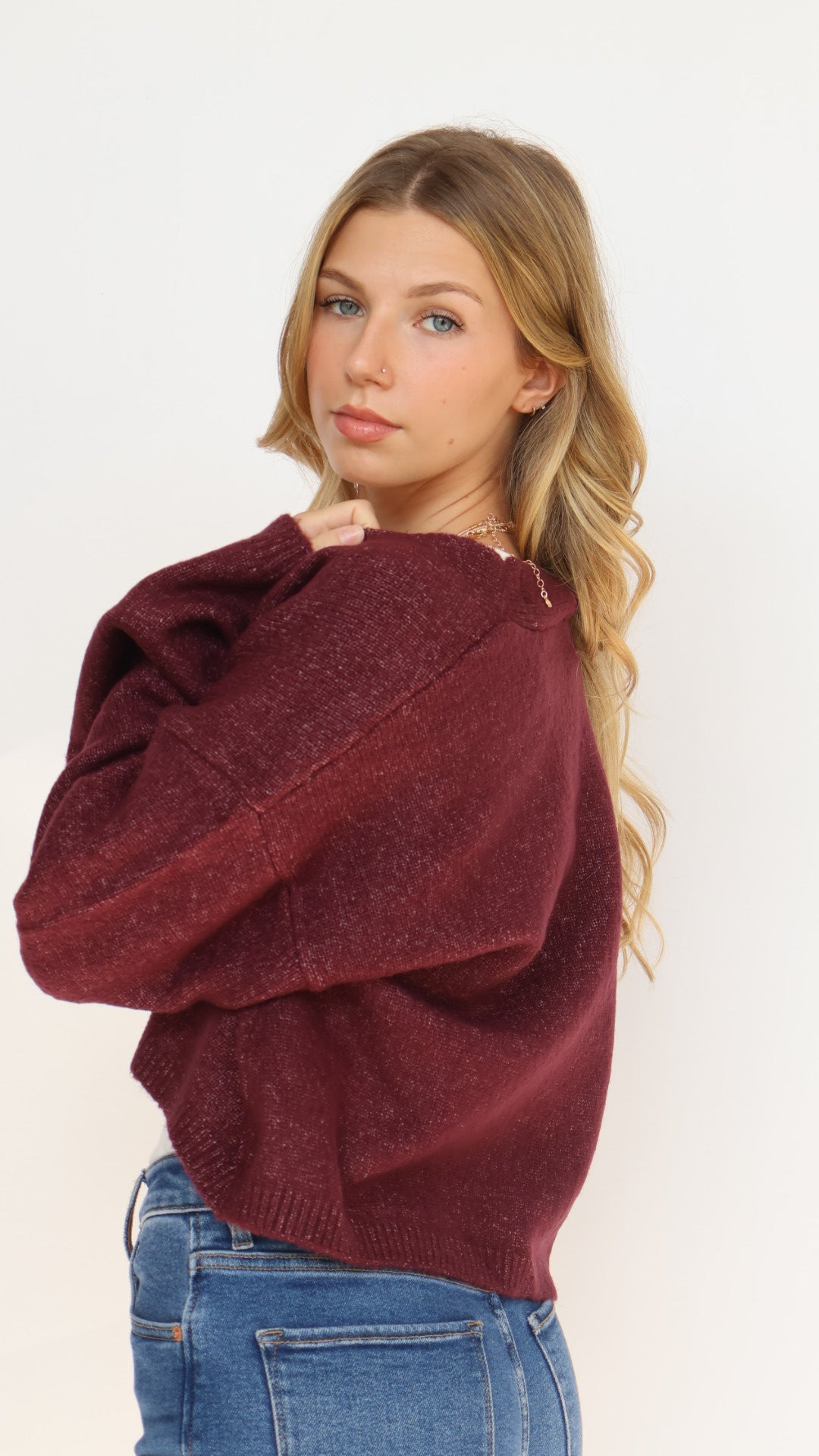 Open Front Crop Cardigan Sweater