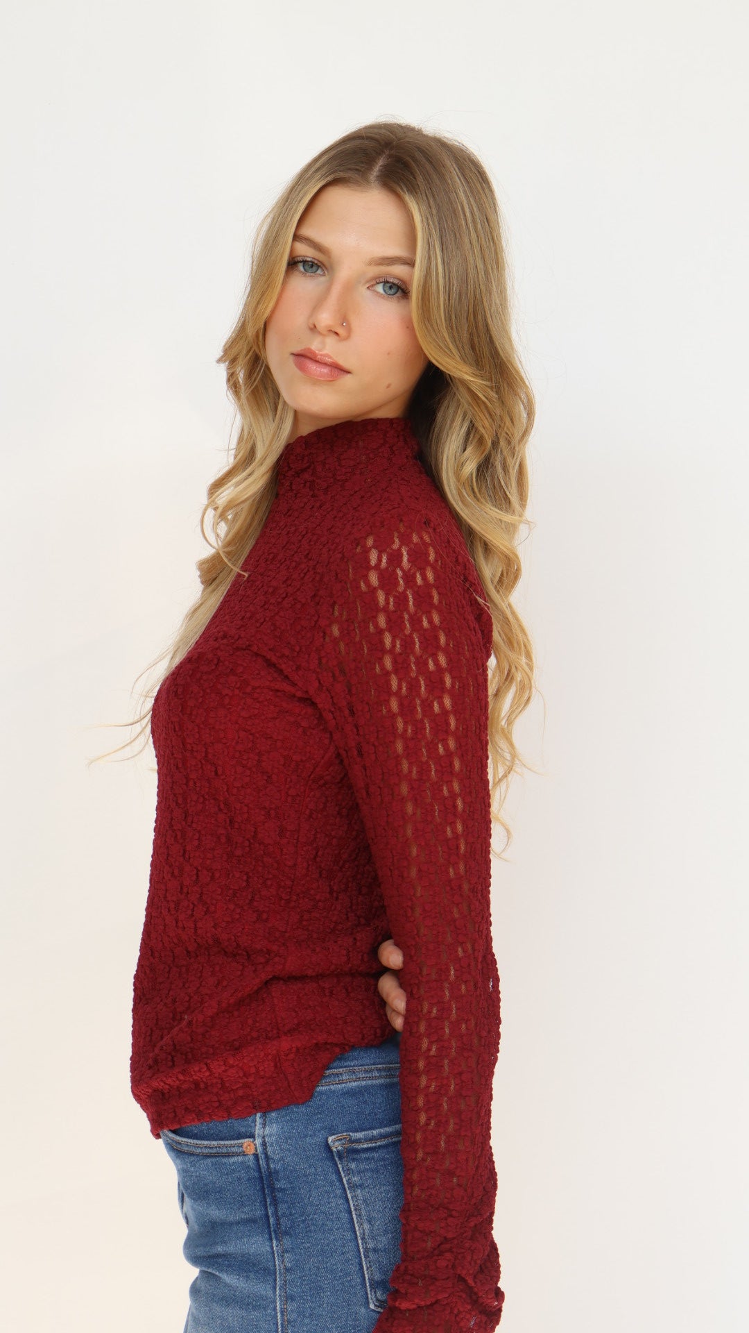 Lost + Wander Sistine Tale Top Lace Mock Neck Top