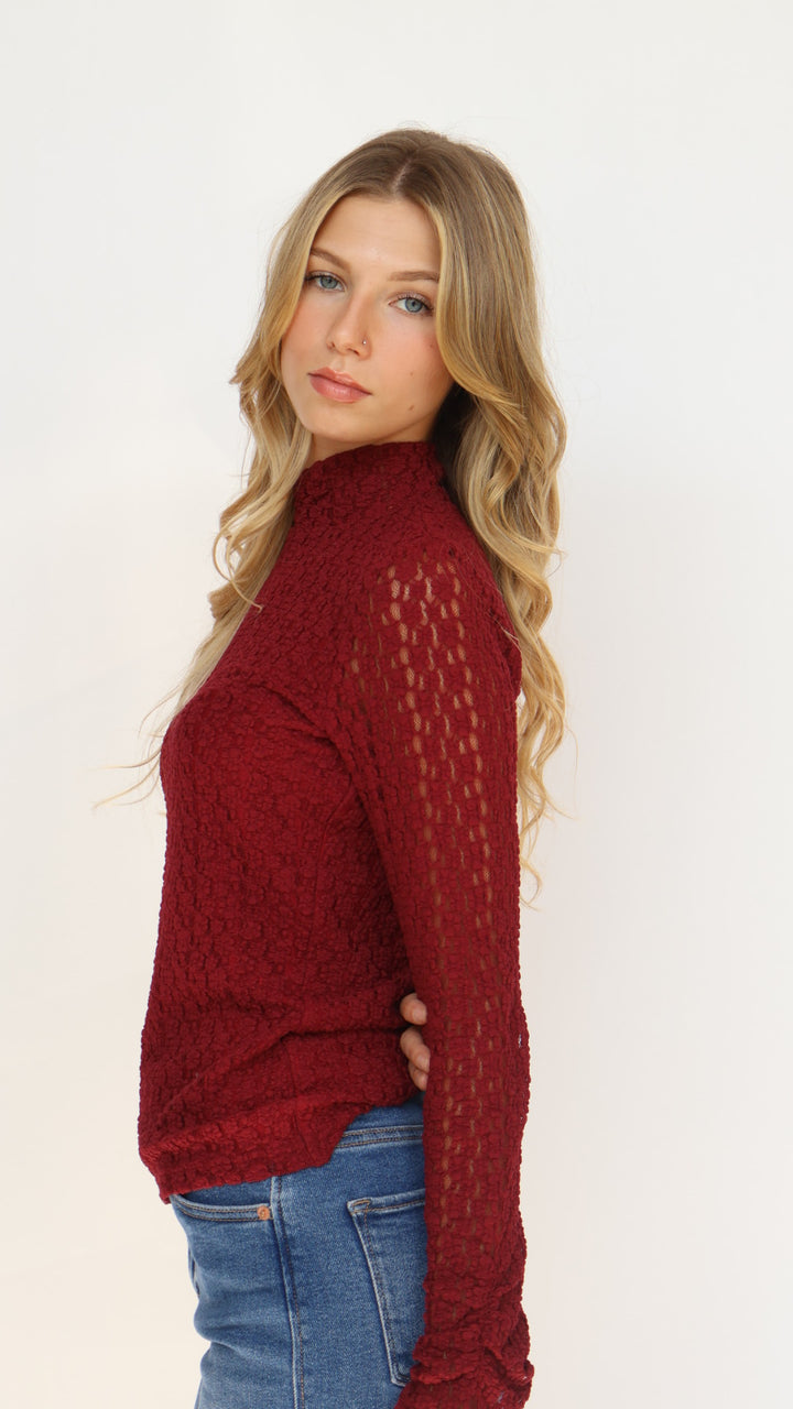 Lost + Wander Sistine Tale Top Lace Mock Neck Top