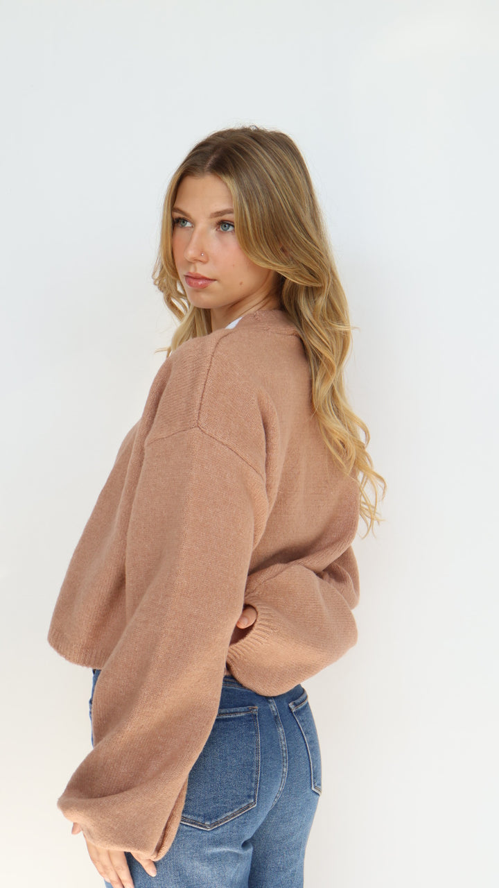 Open Front Crop Cardigan Sweater