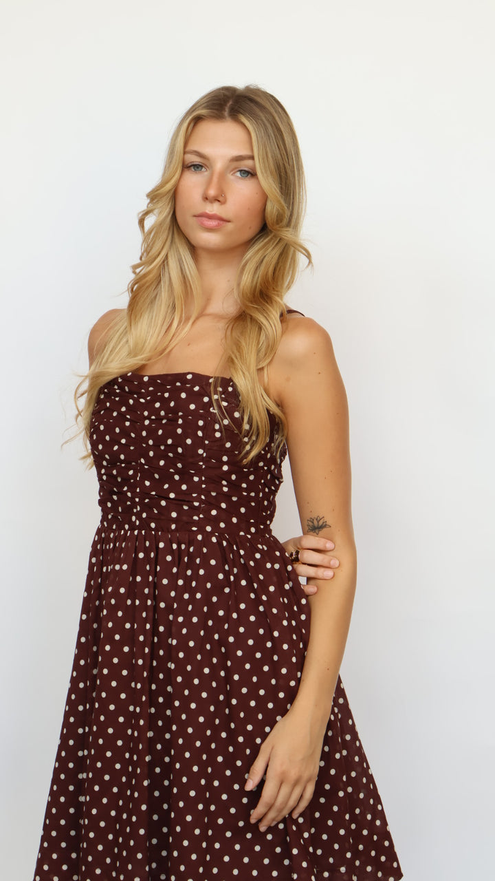 Pinch Fit and Flare Polka Dot Mini Dress