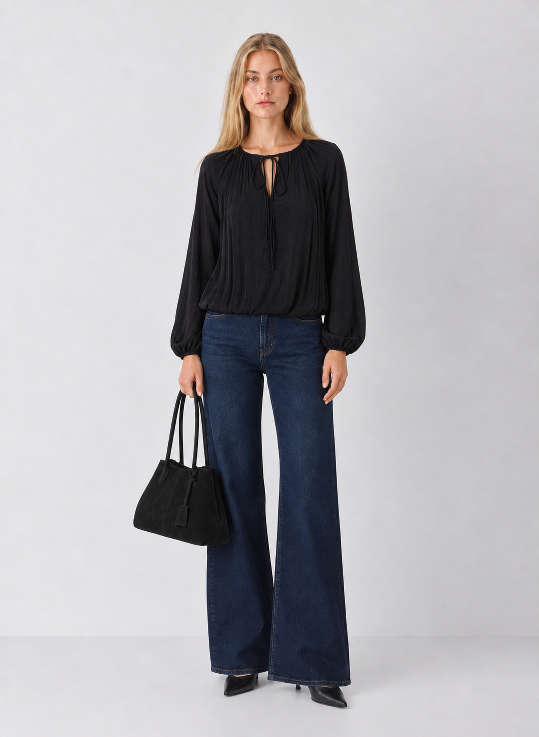 Draped Bubble Hem Blouse