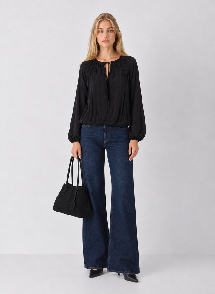 Draped Bubble Hem Blouse