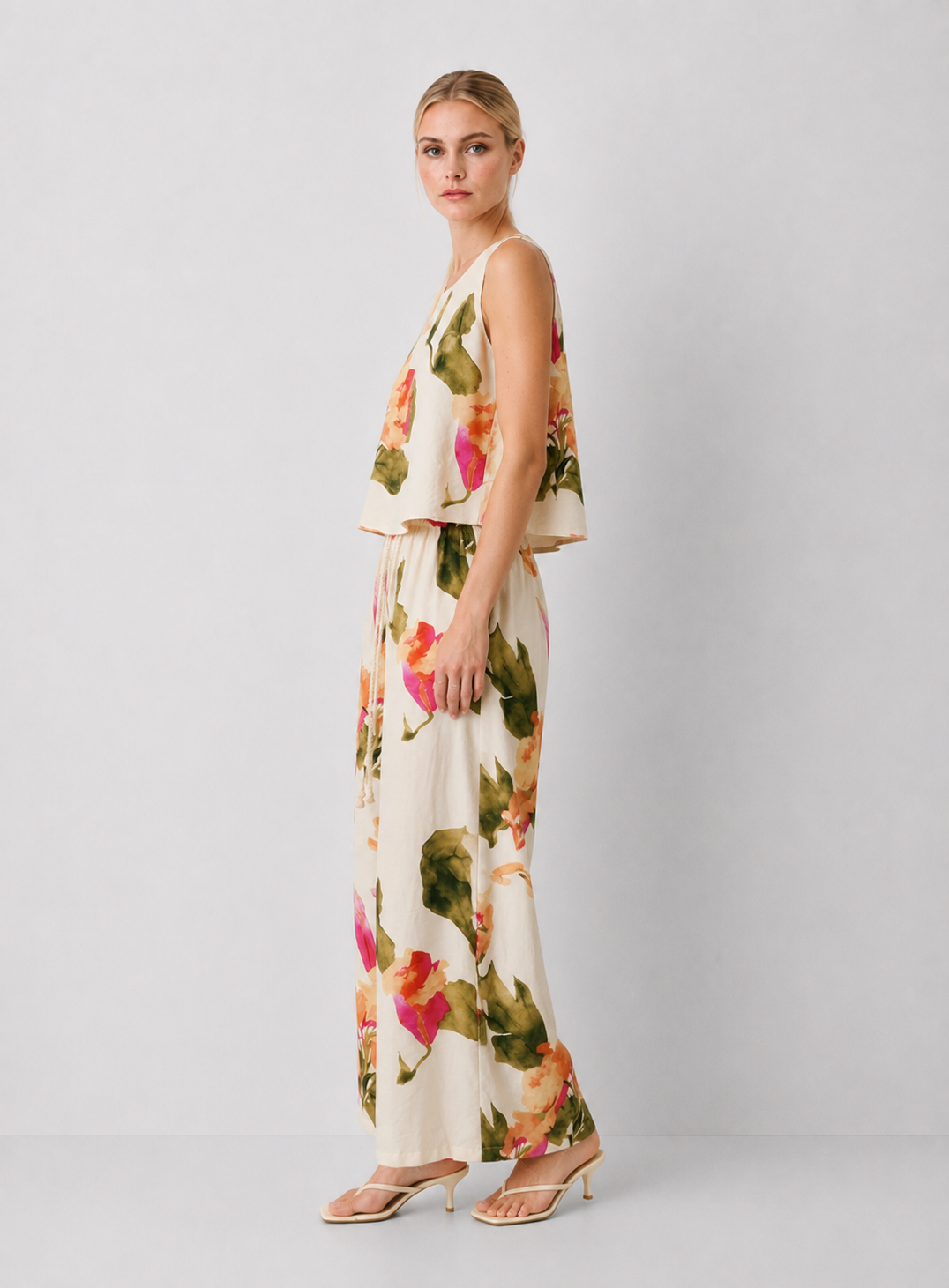 Floral Print Wide Leg Pants