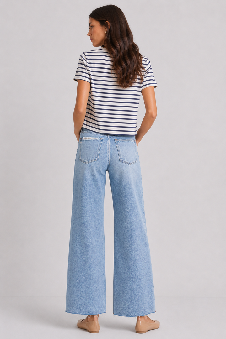 Pistola Tate Crop High Rise Bowed Wide Leg Jean - Ablaze