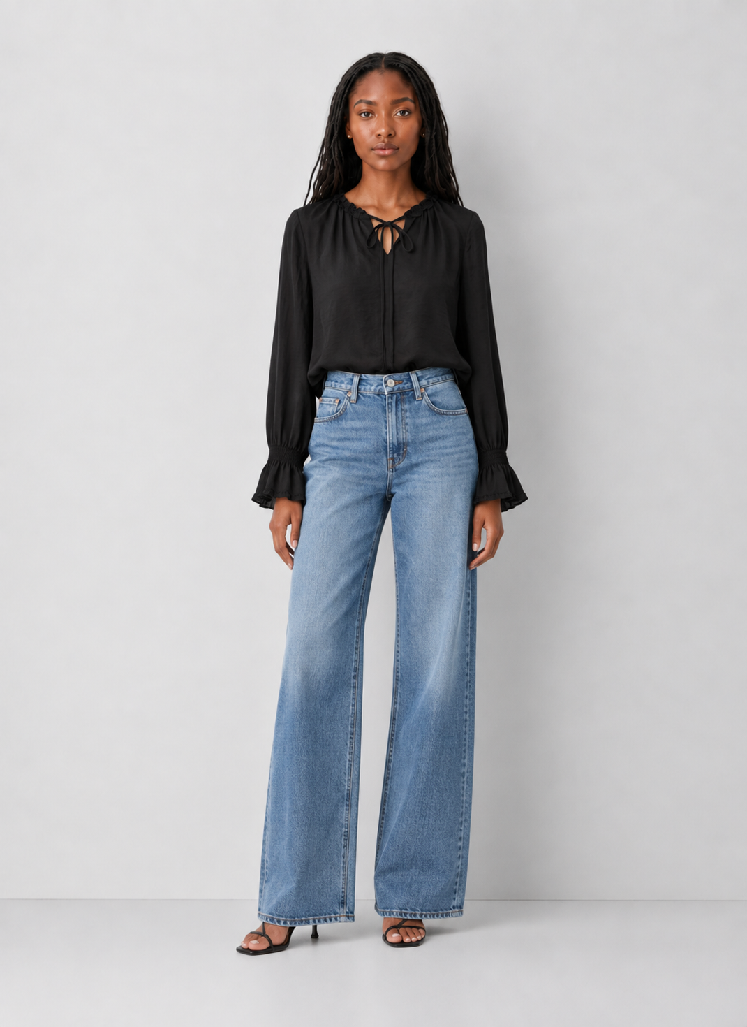 Ruffle Tie Neck Blouse