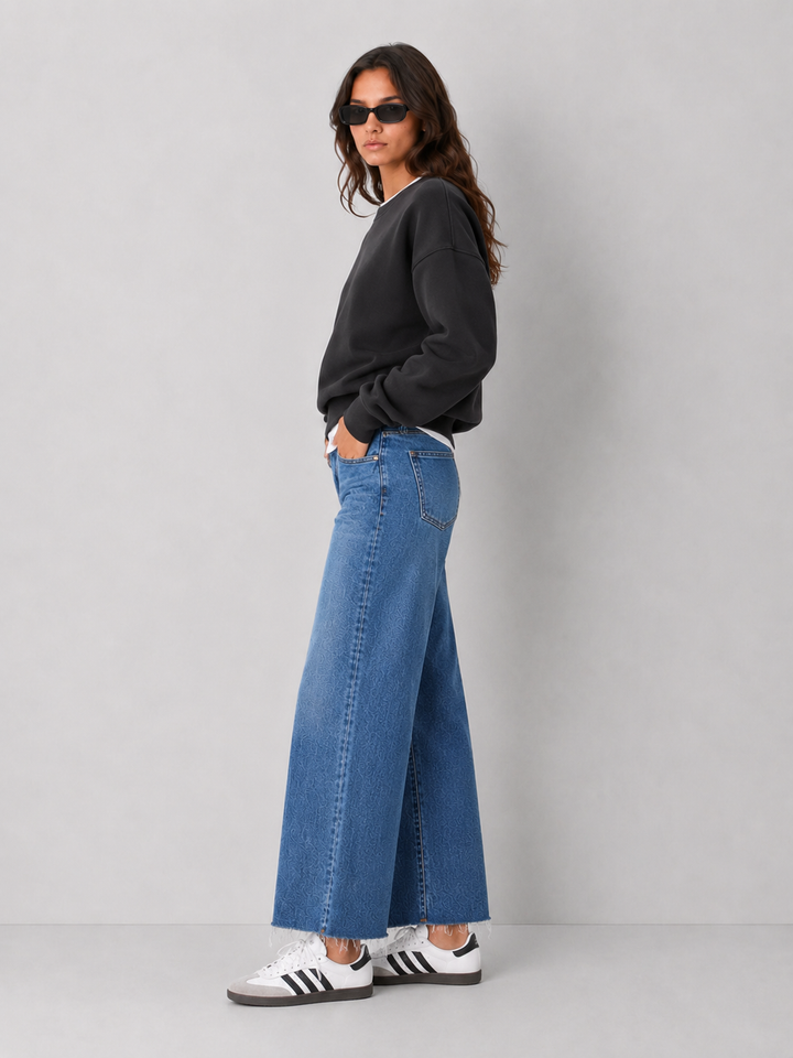 Just Black Denim Slim Cropped Wide Leg Jeans