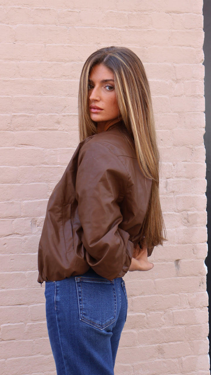 Pinch Vegan Leather Bomber Jacket