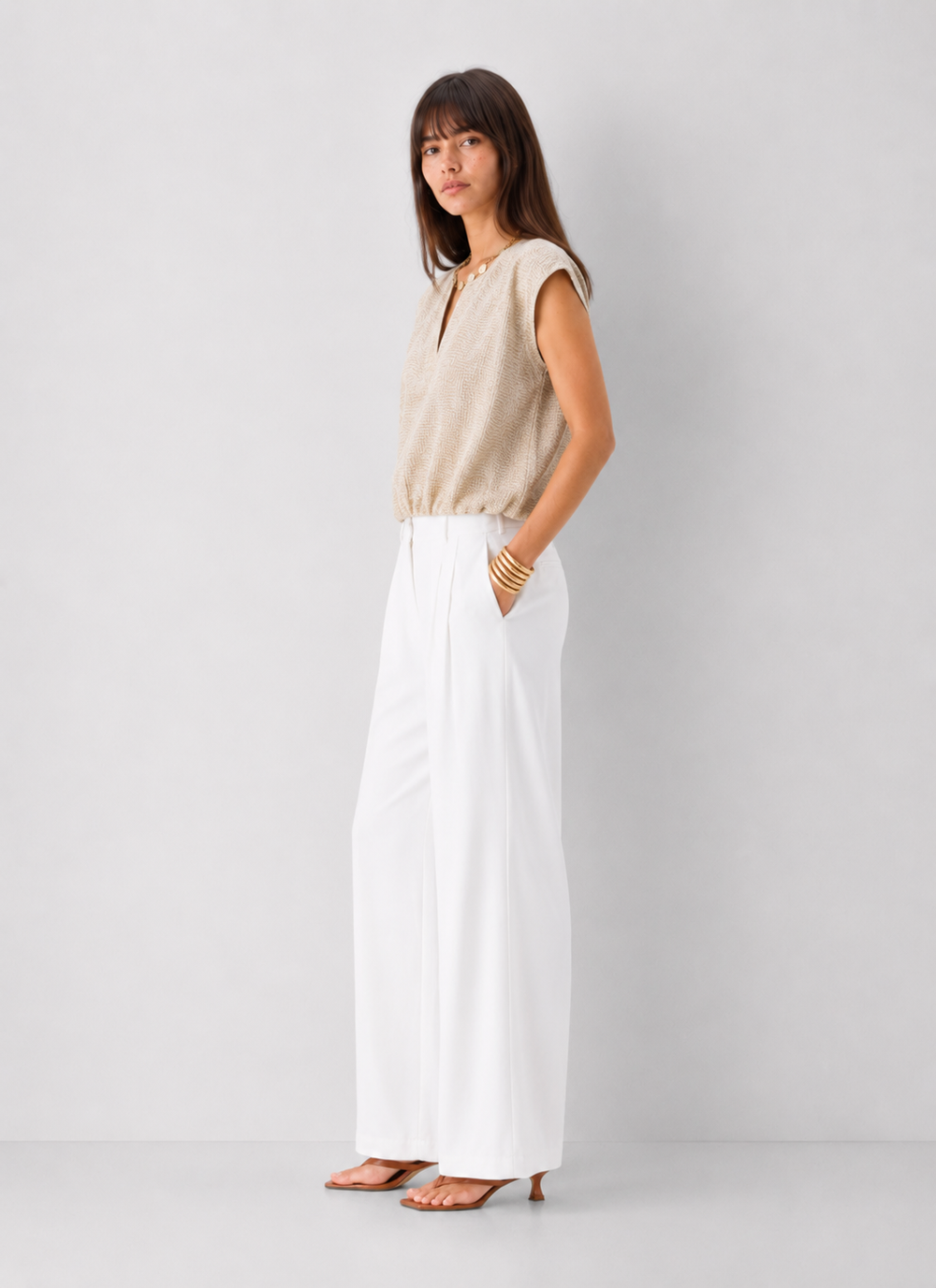 Textured Pleated Top