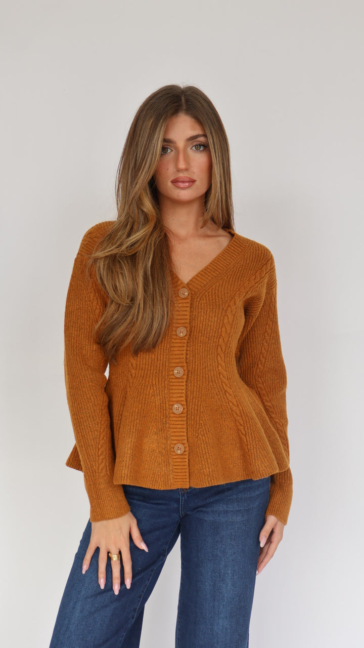 Steve Madden Courtney Peplum Button Front Sweater