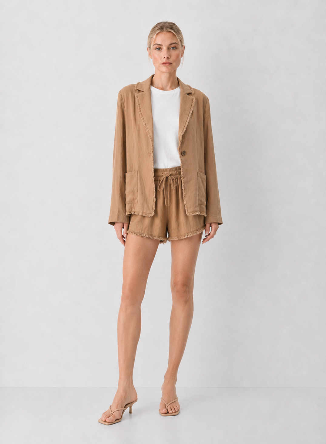 Elan Drawstring Fray Shorts