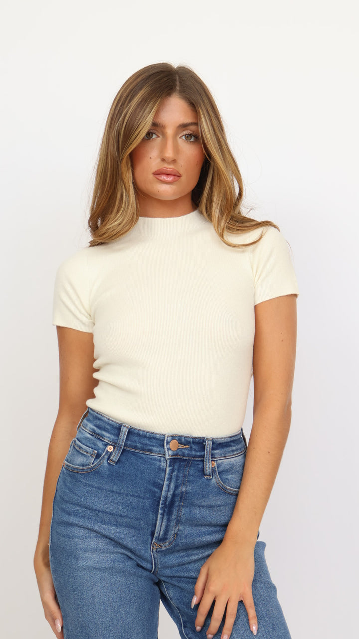 Soft Knit Short Sleeve Sweater Top