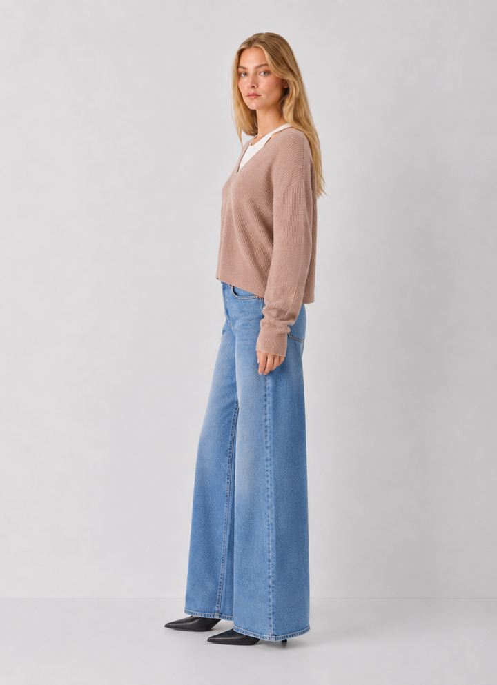 Elan Wren V-Neck Knit Sweater