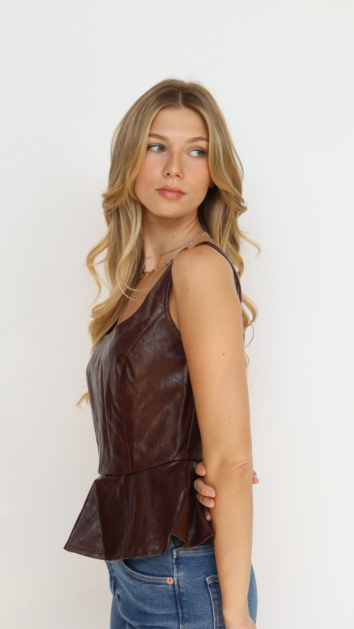 Lost + Wander Valor of Venus Top – Vegan Leather Peplum