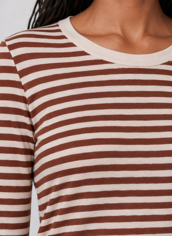Z Supply Junie Long Sleeve Stripe Slub Tee - Dark Rosewood