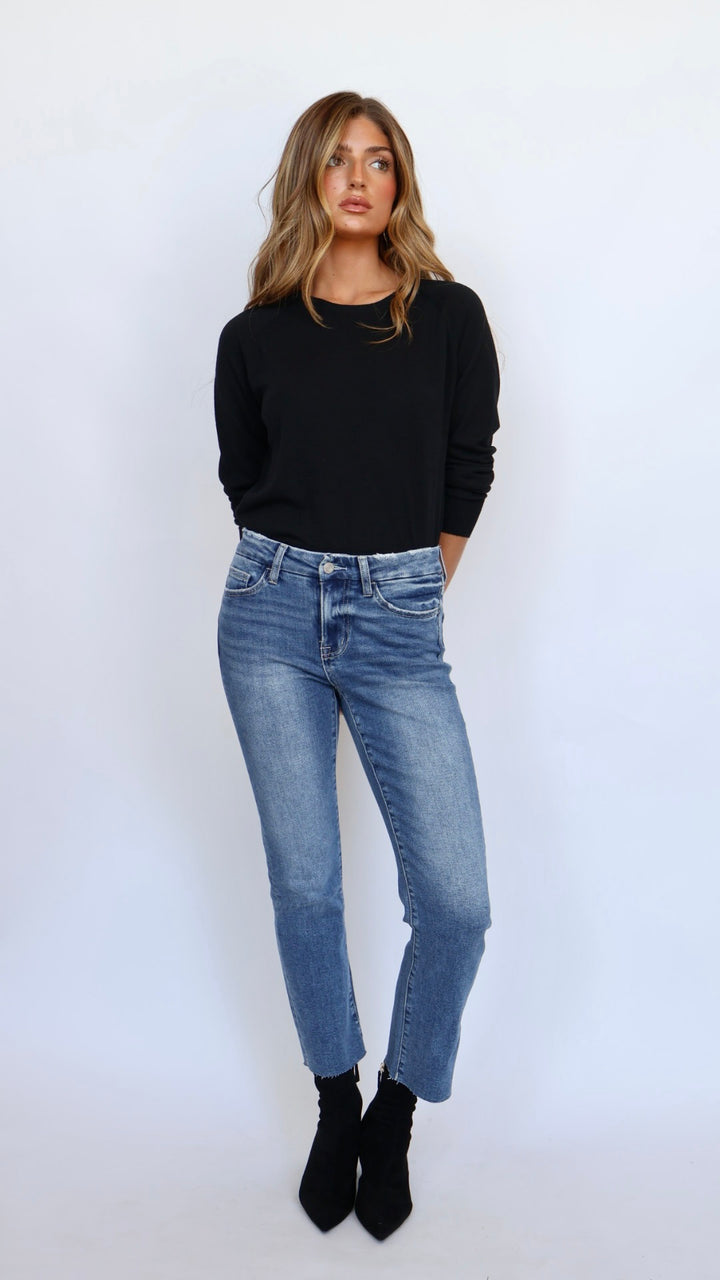 Vervet Mid Rise Crop Slim Straight Jeans