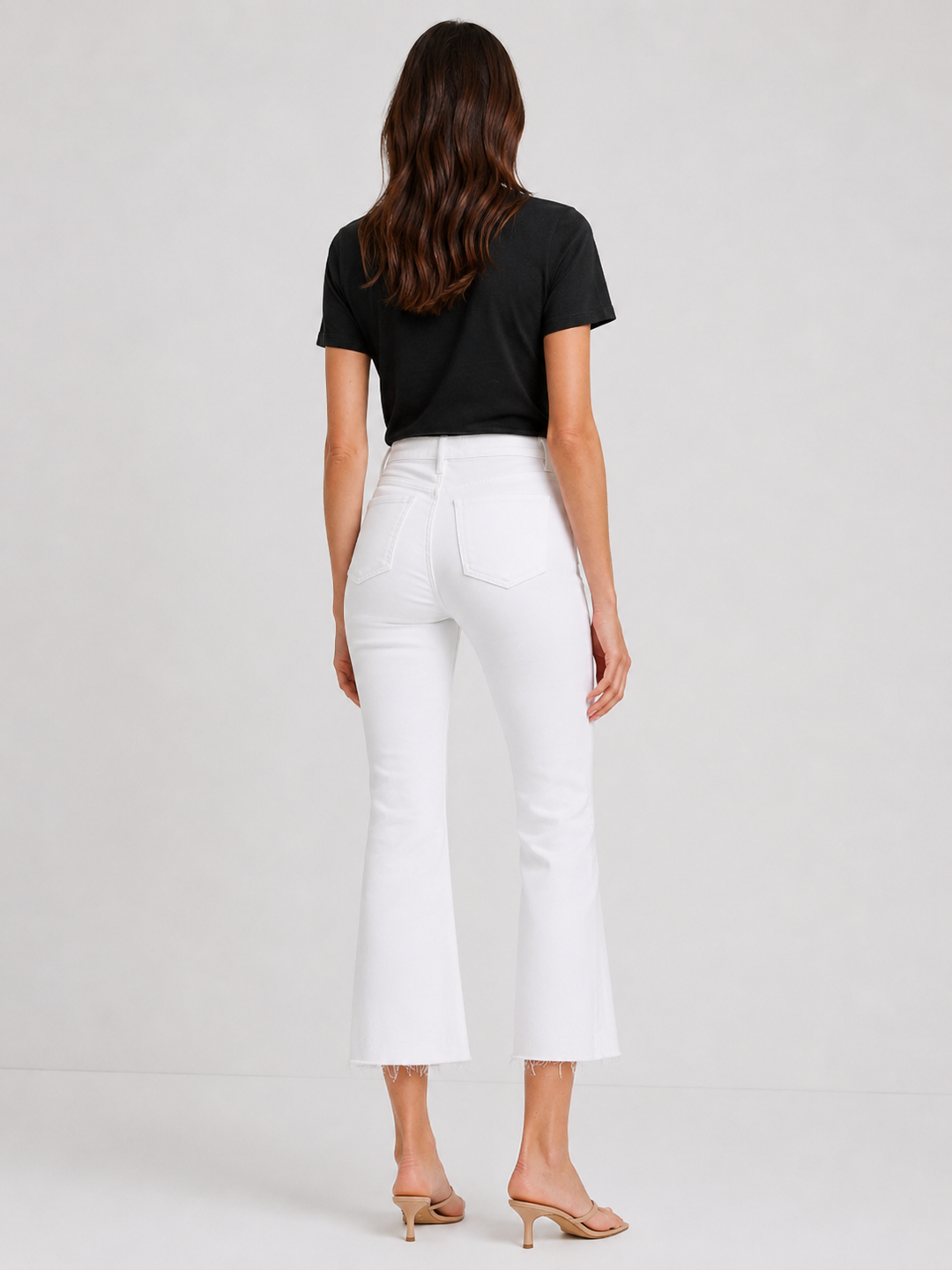 Just Black Denim Tonal Crop Flare Jeans - White