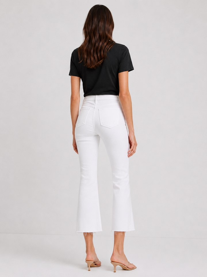 Just Black Denim Tonal Crop Flare Jeans - White