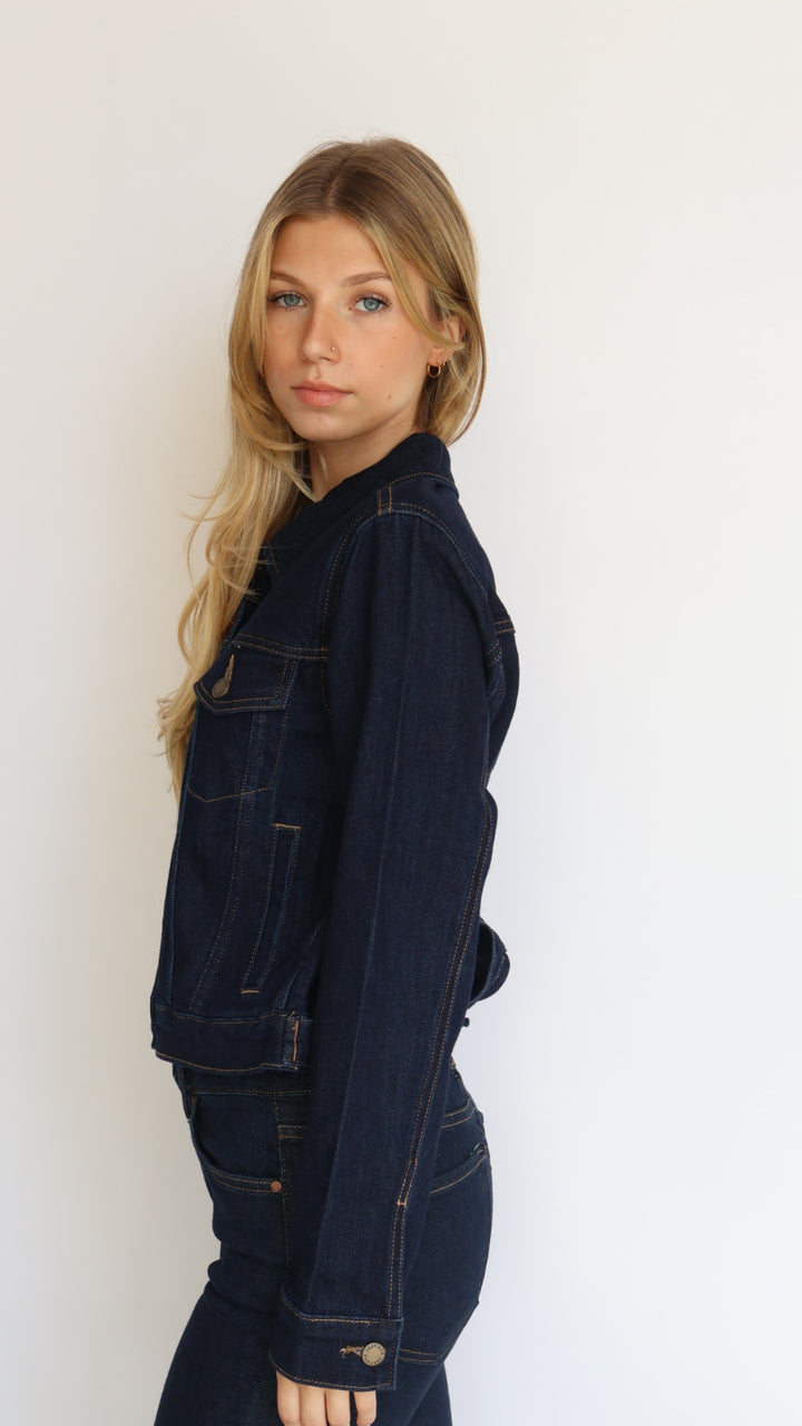 Just Black Denim Stretch Ultra Dark Denim Jacket