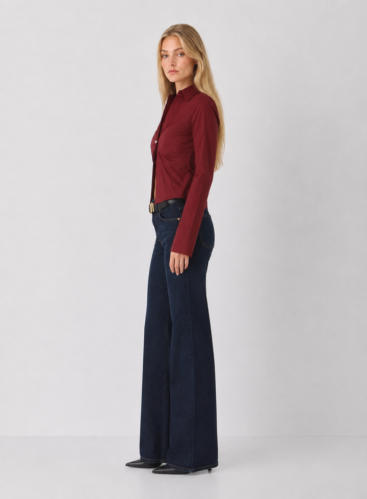 Fitted Poplin Long Sleeve Top - FINAL SALE