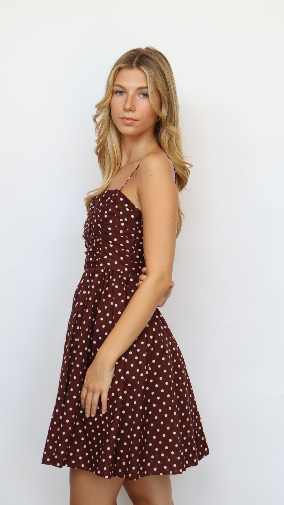 Pinch Fit and Flare Polka Dot Mini Dress