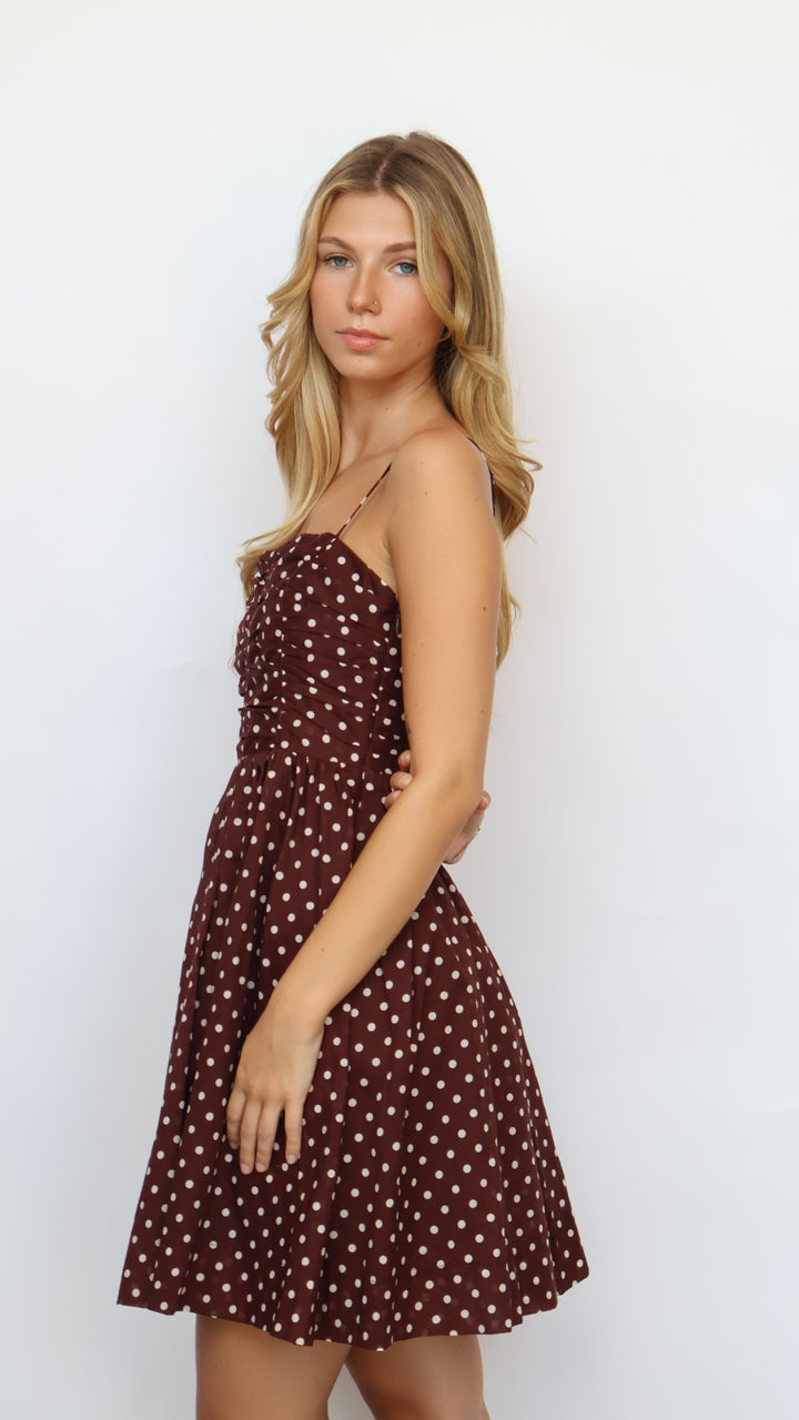 Pinch Fit and Flare Polka Dot Mini Dress