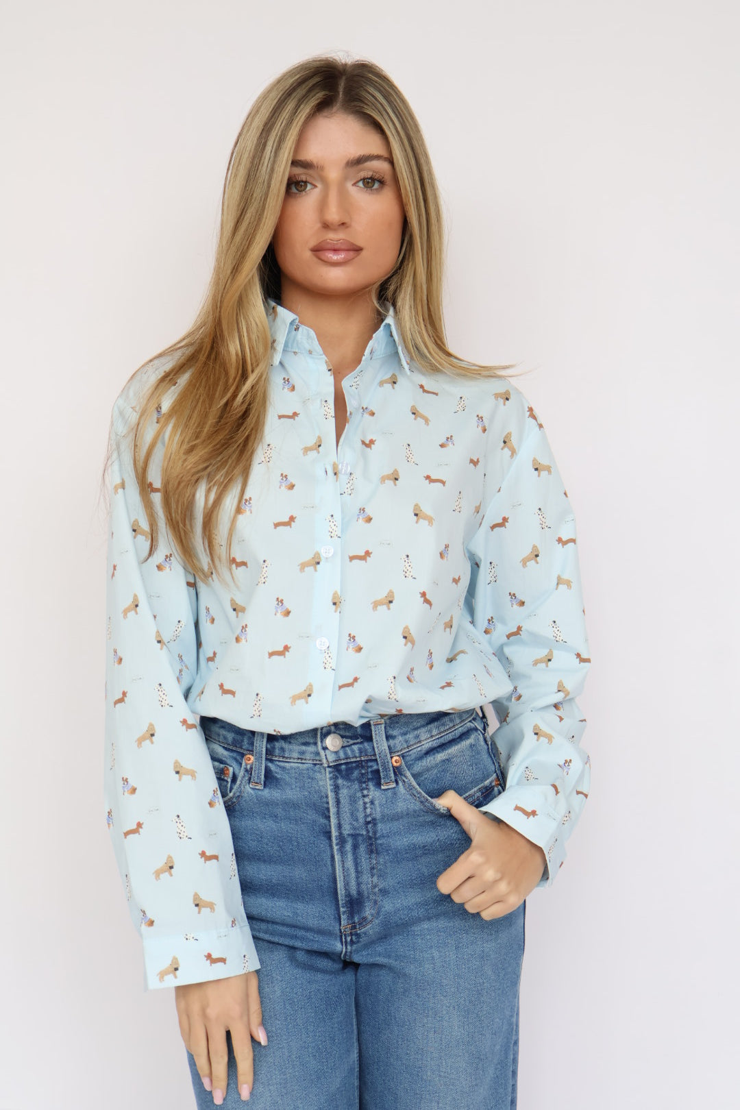 Dog Print Button Down