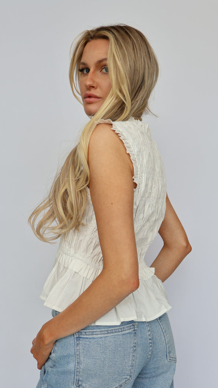 Front-Tie Smocked Top