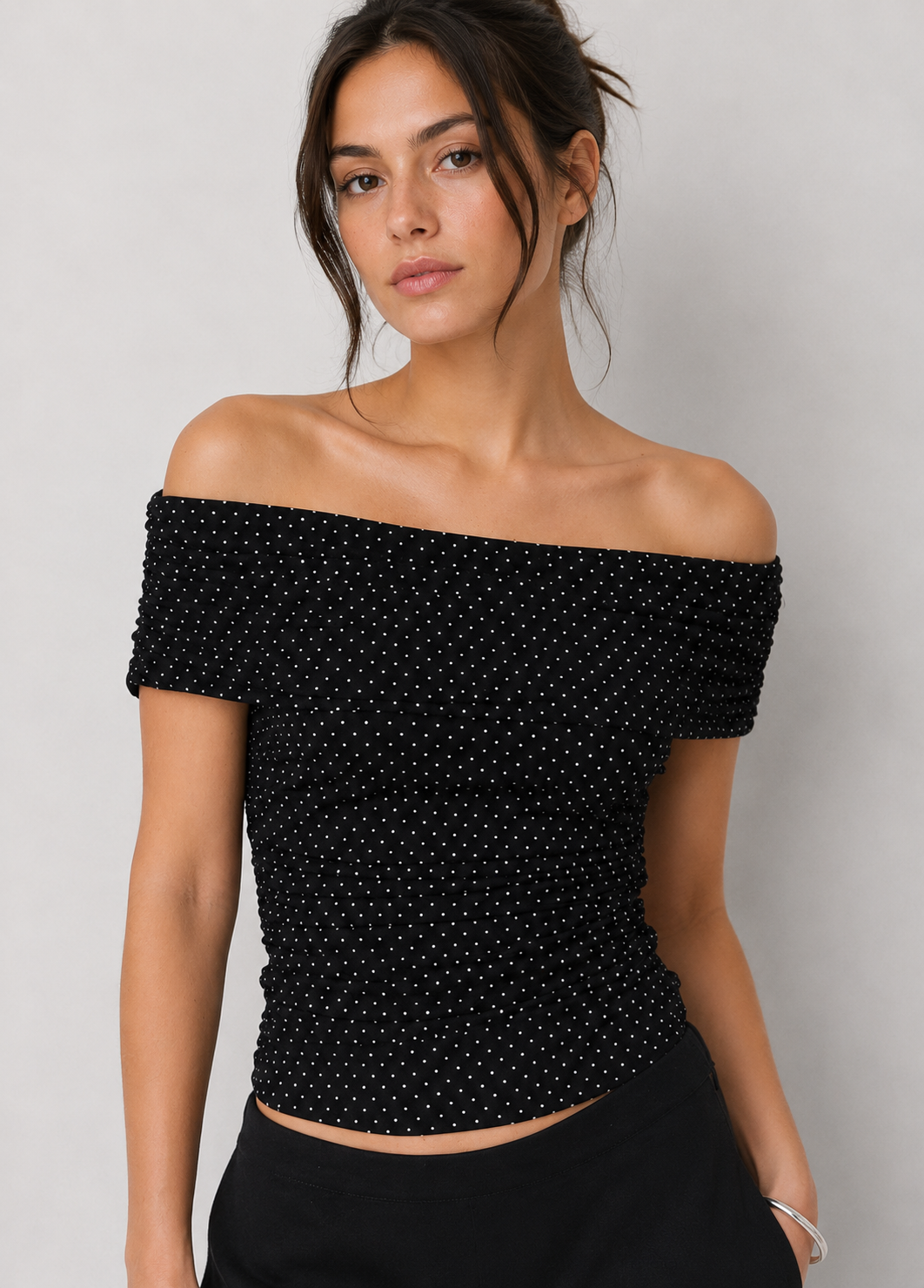 Polka Dot Mesh Top