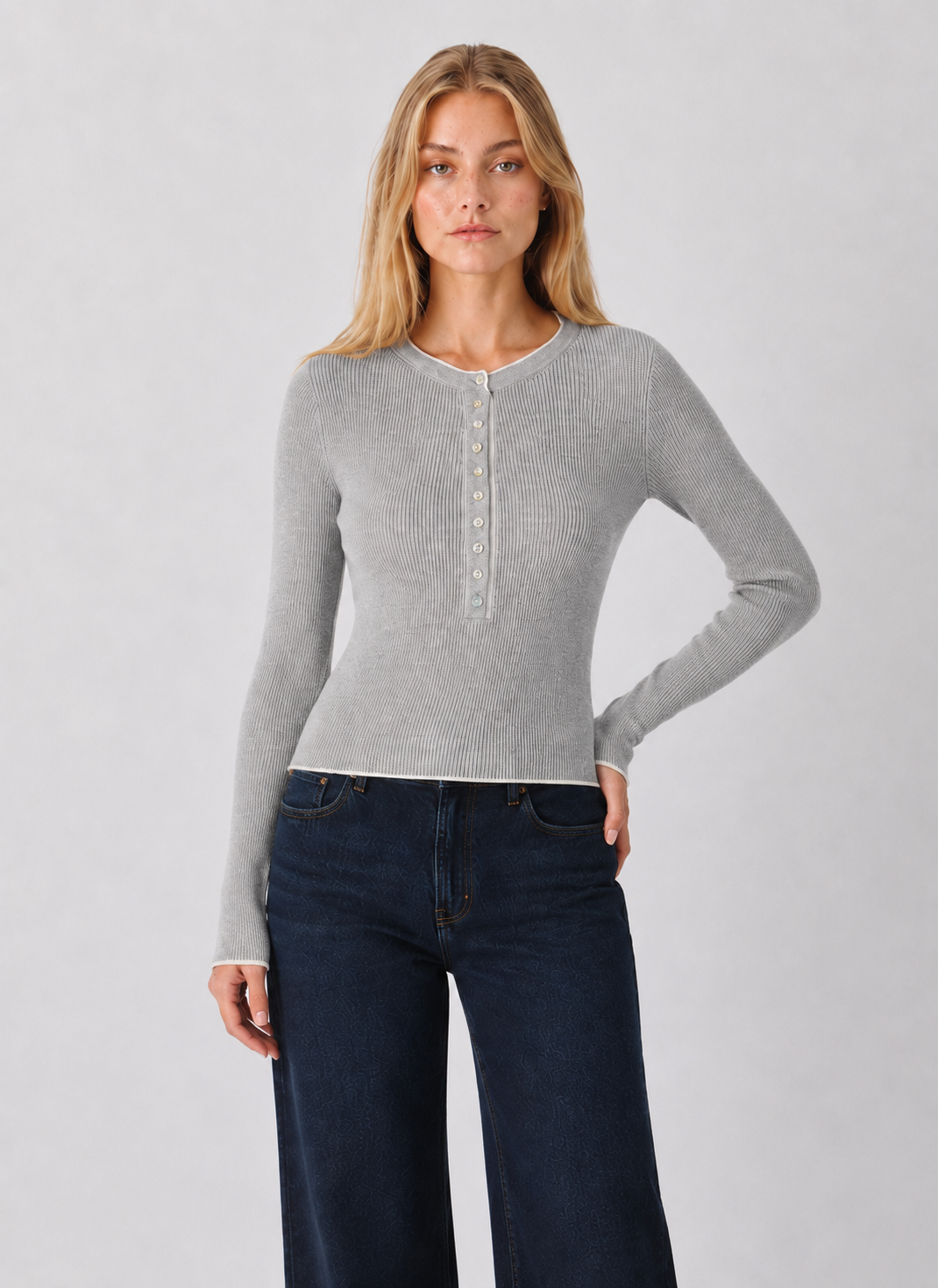 525 Emmeline Rib Layered Henley