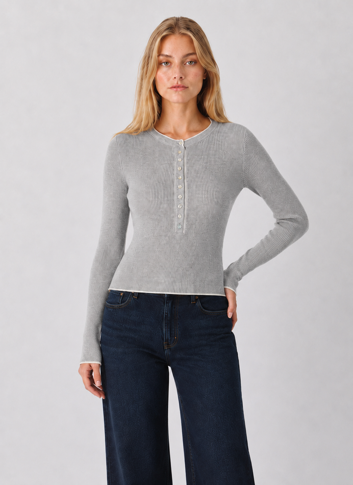 525 Emmeline Rib Layered Henley