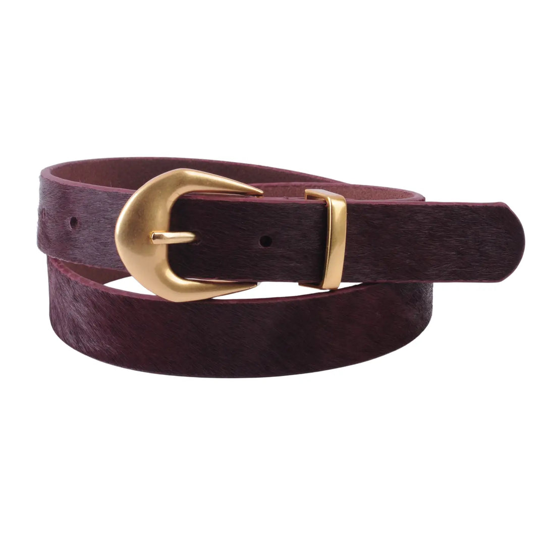 Calf Hair Gold Buckle Belt