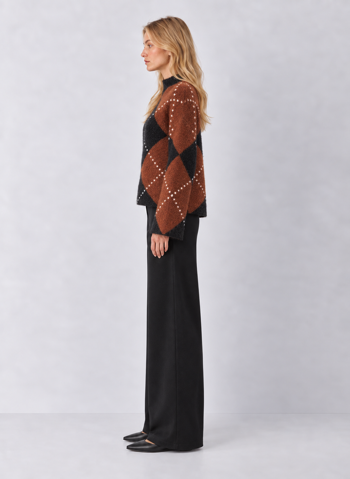 Habitual Argyle Mock Neck Sweater