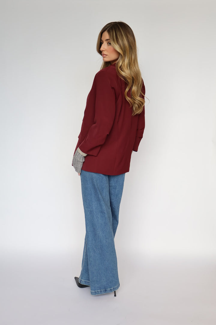 Ruched Sleeve Blazer